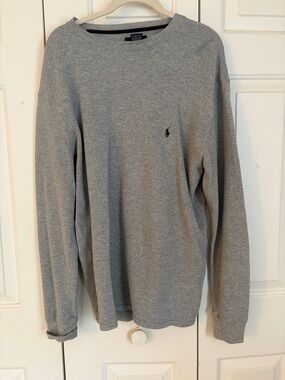 Men’s Ralph Lauren Light Gray Crewneck waffle knit  with Polo Pony large